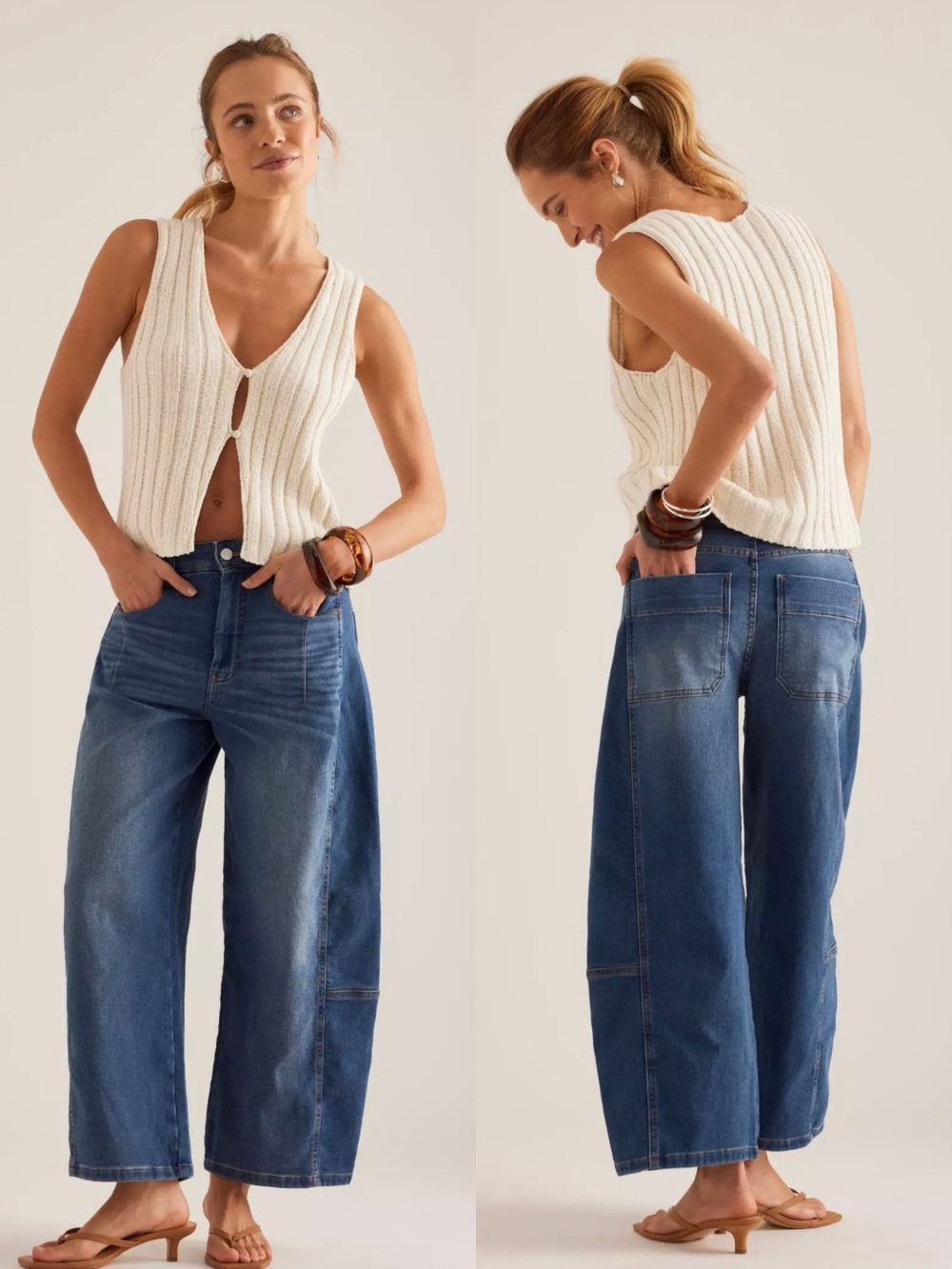 Anthropologie Pilcro Kenna Midrise Jean 26 Heritage Barrel Denim Knit Edition